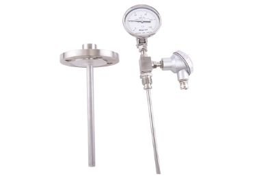 Industrial temperature gauge with thermowell